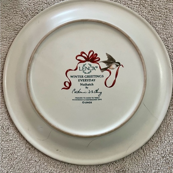 Nuthatch Lunch plate Winter Greetings Everyday Lenox - Picture 3 of 4